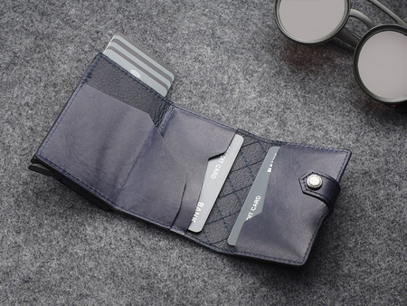 Portfel HIKER - CHIC Decor wykonany z garbowanej skóry Nomad granatowy