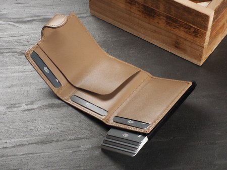 Portfel SOHO Zip wykonany z delikatnej, ekskluzywnej skóry Italia beżowy