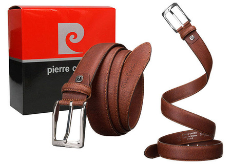 Skórzany pasek męski z klasyczną klamrą - Pierre Cardin 115