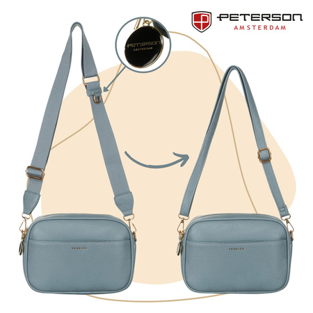 Listonoszka damska crossbody niebieska z paskiem eko skóry Peterson