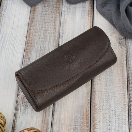 Etui na okulary piórnik pokrowiec skórzany Paolo Peruzzi T-83-BR