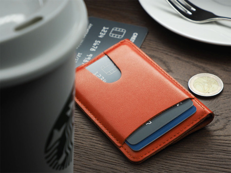 Portfel RETRO wykonany z miękkiej skóry Italia pomarańczowy