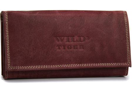 Portfel damski skóra nubuk Wild Tiger - ciemnoczerwony