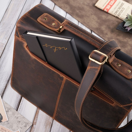 Teczka męska skórzana vintage z kluczykiem Paolo Peruzzi T-96-BR