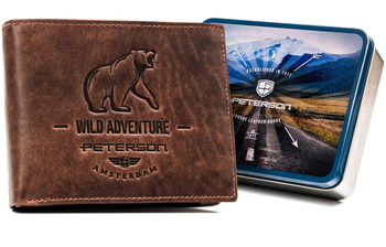 Portfel męski skórzany z tłoczeniem - elegancja i praktyczność Peterson