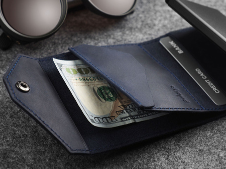 Portfel PORTER Go wykonany z woskowanej skóry Hunter granatowy