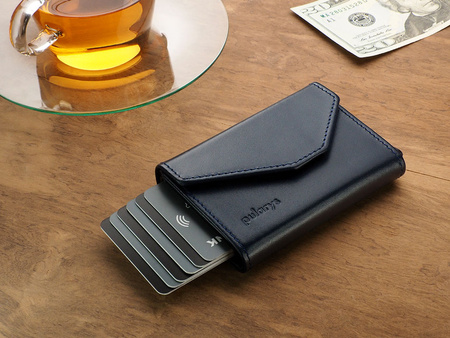 Portfel PORTER Go wykonany z miękkiej w dotyku skóry Italia granatowy