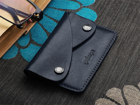 Portfel RETRO wykonany z roślinnie garbowanej skóry Nomad granatowy