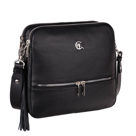 Elegancka torebka listonoszka Canaletto z groszkowanej skóry z detalami