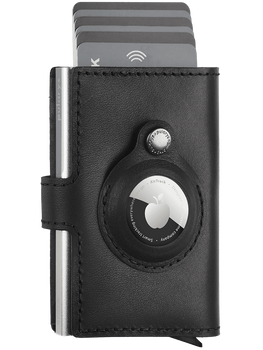 Portfel EASY WALLET for AirTag wykonany z garbowanej skóry Nomad czarny