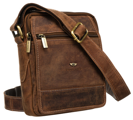 Listonoszka męska Peterson w brązowej skórze z regulowanym paskiem