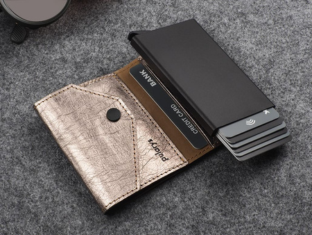 Portfel PORTER Go wykonany z wodoodpornego papieru Wash Paper szampański