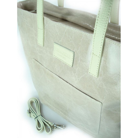 DUŻA TORBA SHOPPER BAG  VERA PELLE  NA RAMIĘ ŚWIECĄCA WŁOSKA SKÓRA  A4 RÓŻ PUDROWY X87RR