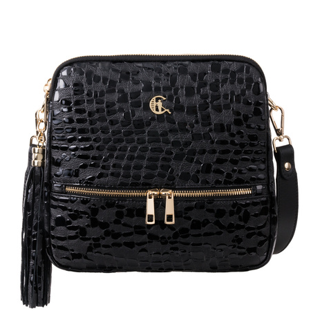 Torebka listonoszka Canaletto ze skóry naturalnej o wzorze kropli TD840s258złote