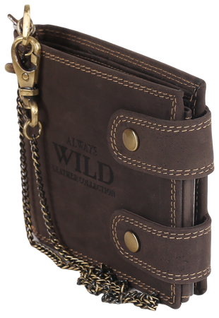 Portfel męski skórzany z RFID - Always Wild, brązowy, duży