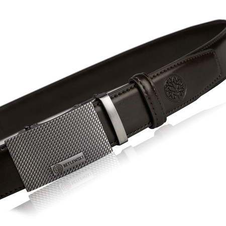 Skórzany pasek męski ELITE 125-cm ciemny-braz