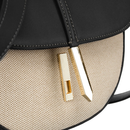 Listonoszka damska crossbody Peterson beżowo-czarna ze skóry i płótna