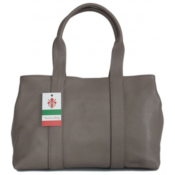 Torba skórzana na ramię XL, Vera Pelle, Szara, Made in Italy