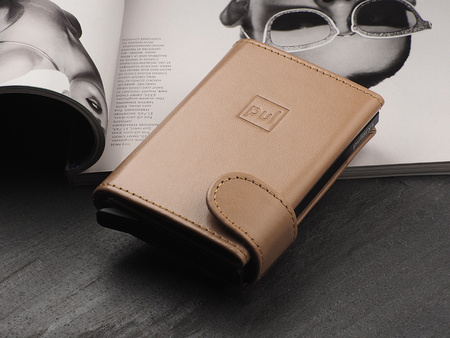 Portfel SOLO Max wykonany z miękkiej w dotyku skóry Italia beżowy