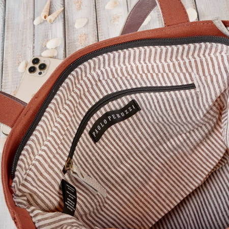 Torba damska na ramię shopper dua wegaska materiaowa pojemna pomaraczowa Paolo Peruzzi E-17-RU