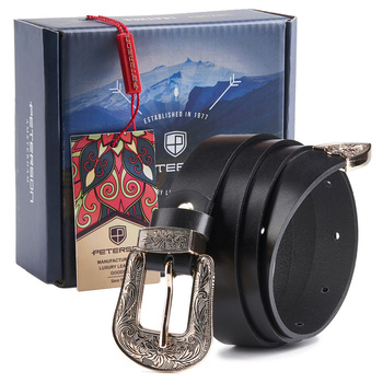 Pasek damski z ozdobną, metalową klamrą - Peterson 110