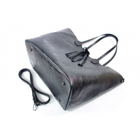 Duża torba Shopper Bag na ramię Vera Pelle  Nero czarna  SB599N
