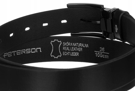 Szeroki, skórzany pasek męski z klasyczną klamrą - Peterson 105