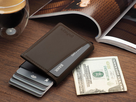 Portfel KANGOO wykonany z delikatnej skóry Italia brązowy