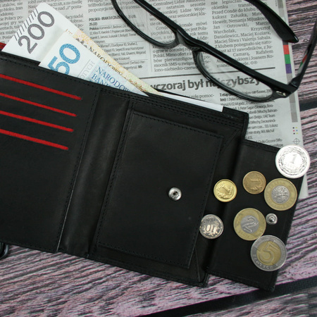 Portfel męski z kolorową wstawką Bellugio - czarno-czerwony