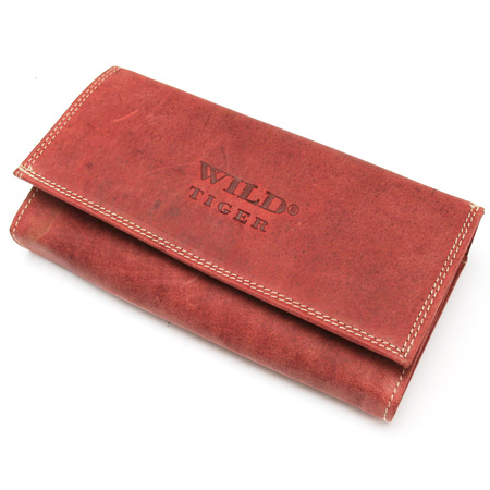 Portfel damski skóra nubuk Wild Tiger - czerwony