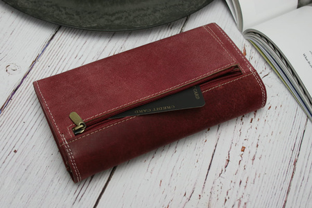 Portfel damski skóra nubuk Wild Tiger - ciemnoczerwony