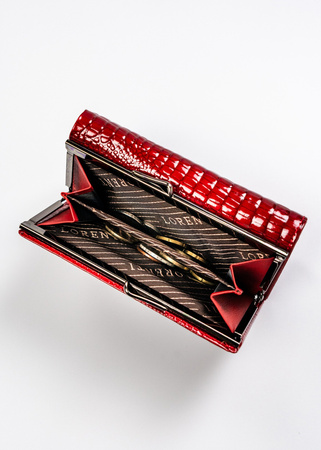 Portfel damski ze skóry naturalnej zdobiony cyrkoniami - Lorenti