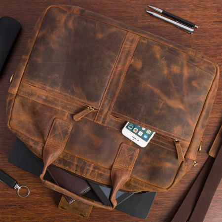 Męska skórzana duża A4 torba do pracy podróżna na laptopa 17' XL Beltimore