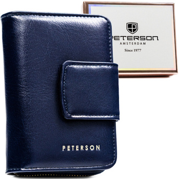 Portfel damski granatowy z RFID - skóra ekologiczna Peterson