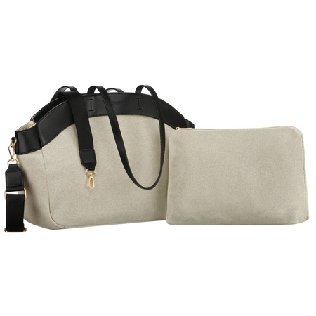 Torba damska typu shopper w beżowo-czarnym kolorze - Peterson