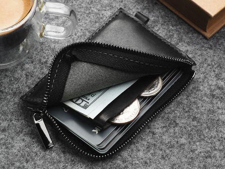 Portfel OLDTIMER SLIM wykonany z roślinnie garbowanej skóry Nomad czarny