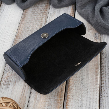 Etui na okulary skórzane Paolo Peruzzi T-83-DB granatowe