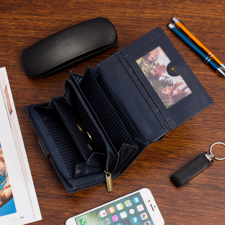 Portfel damski klasyczny - granatowy