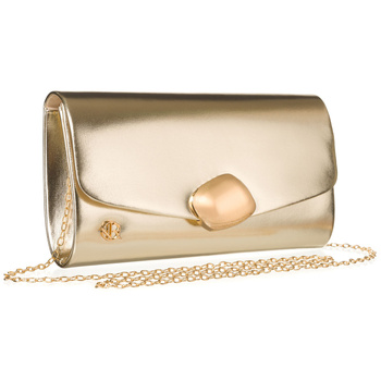 Wizytowa kopertówka damska ze skóry ekologicznej w jasno złotym kolorze - Rovicky