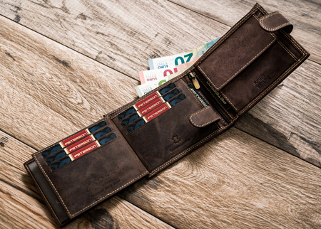 Portfel męski z nubukowej skóry naturalnej - Klasyka Peterson
