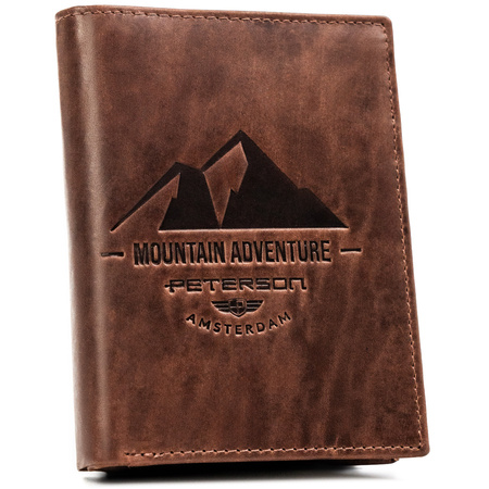 Portfel męski skórzany Peterson w kolorze jasnego brązu, duży i praktyczny