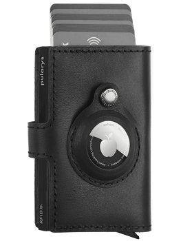 Portfel HIKER for AirTag wykonany z  garbowanej skóry Nomad Nomad czarny