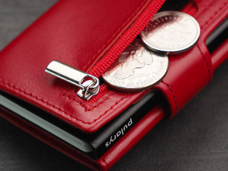 Portfel SOHO Zip wykonany z delikatnej, ekskluzywnej skóry Italia czerwony