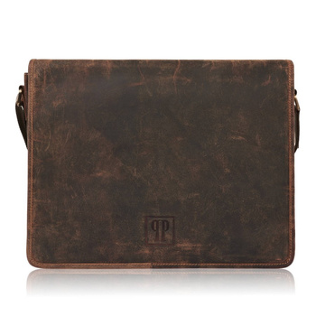 Torba messenger męska vintage z brązowej skóry naturalnej Paolo Peruzzi