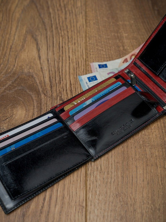 Poziomy, dwukolorowy portfel ze skóry naturalnej, ochrona RFID - Rovicky