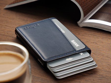 Portfel KANGOO wykonany z delikatnej skóry Italia granatowy