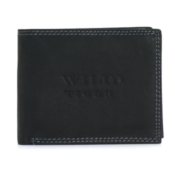 Portfel męski skóra nubuk Wild Tiger - czarny