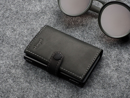 Portfel HIKER wykonany z polerowanej i woskowanej skóry Hunter czarny