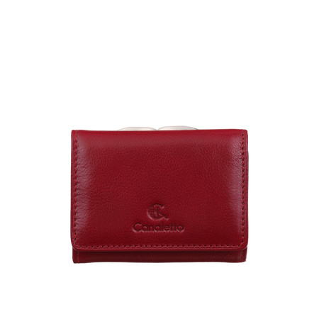 Mały czerwony portfel damski Canaletto z naturalnej skóry licowej z RFID - elegancja i bezpieczeństwo PD2000cs165 RFID