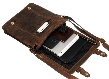 Listonoszka męska ze skóry naturalnej w brązowym kolorze - Peterson